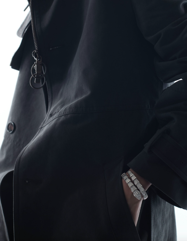 Bracelet _ Bvlgari; Navy coat _ Burberry
