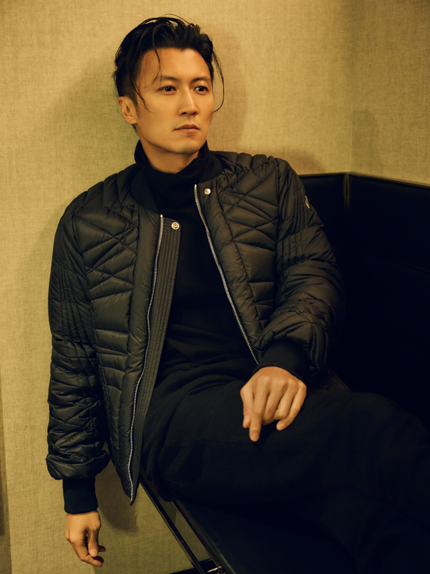  Nicholas Tse wore the Megapenta Flight Down Bomber Jacket from Moncler + Rick Owens  Collection FW24